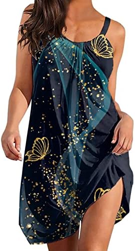 HTHJSCO ženske ljetne Casual majice haljine plaža Cover Up Tie Dye Print Tank Dress Loose a-Line Swing kratka