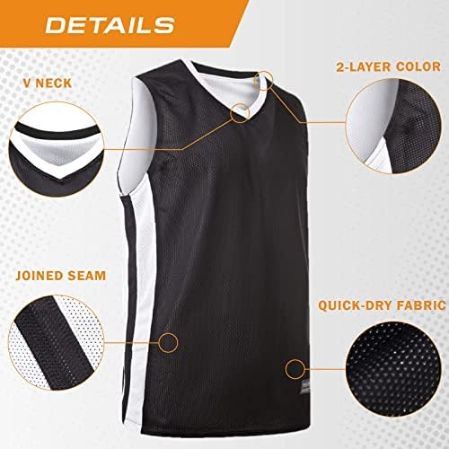 Artore reverzibilni košarkaški dres za muškarce, crno-bijela košarkaška uniforma za odrasle, prazan košarkaški