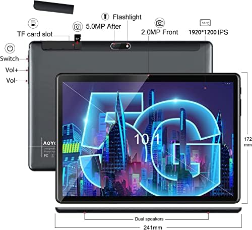 AOYODKG ANDROID 11 tablet 10 inča, 5G WiFi tablete sa Octa-Core 1,8GHz 128GB Skladištenje Dual Camera,