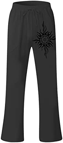 Muške pamučne posteljine pantalone Ljeto labavi elastični struk džepovi hlače, casual lagane rasteznite sportske