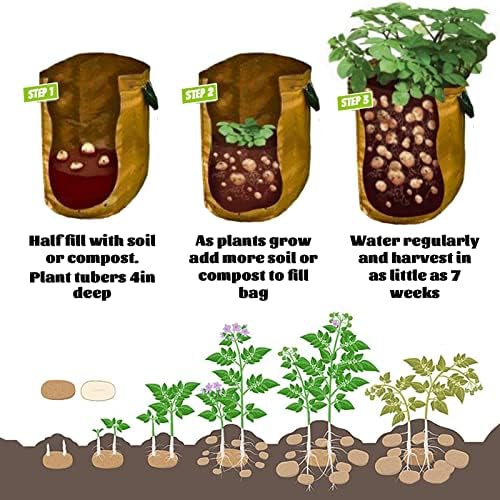 Miohnan 15 galona platter za uzgoj raste s poklopcem, kašika za uzgoj kontejnera, netkana tkanina Vrtni lonac za uzgoj krumpira rajčica povrća, pakovanje od 2