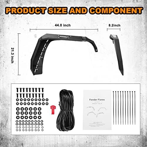 Roxx prednje blatobrane rakete za 2007-2018 Jeep Wrangler JK 4 vrata/ 2 vrata, 2pcs prednje blatobrane