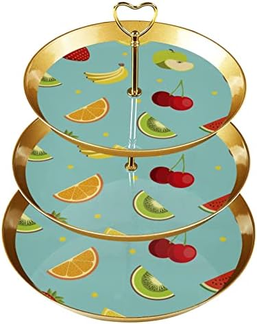 Stalak za tortu za desertnu šolju, dekoracija stola za proslavu rođendana, jagoda Banana kivi plavi uzorak