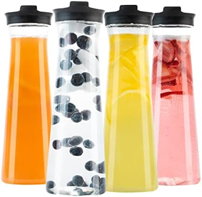 Plasticpro Clear Plastic Premium bacači vode ili soka za piće okrugli bokal teški kontejneri za piće sa crnim poklopcima i izlivom za restorane, zabave ili škole pakovanje od 32 unce od 2
