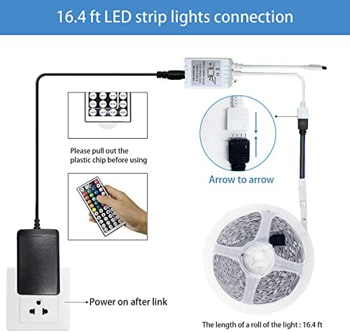 Reikoz LED traka, LED lagana traka s daljinskim, upravljačkim kutijama, 16,4 ft 5050 RGB Svjetla