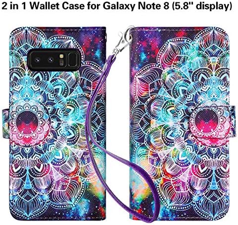 Vofolen 2-u-1 futrola za Galaxy Note 8 futrola držač kartice ID Slot odvojivi kaiš hibridna zaštitna tanka tvrda ljuska magnetna PU Koža Folio džep preklopna futrola za Galaxy Note 8 Mandala