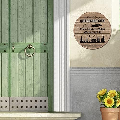 Dobrodošli u certificirani sretni kamper okrugli metalni limenki znak Vintage Metal Art Prints Rustikalni kućni