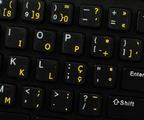 4keyboard portugalske naljepnice za tastaturu sa žutim slovima na prozirnoj pozadini