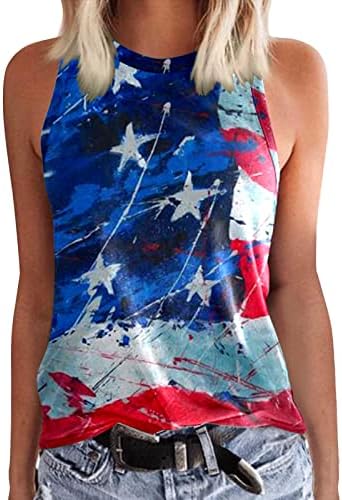 4. jula vrhovi tenka za žene vježbanje vježbi Patriotske američke majice za zastavu majice O-izrez casual tunika bez rukava