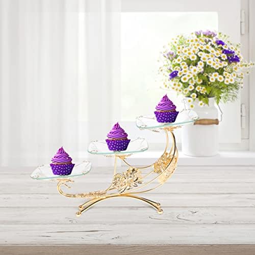HAPPYMAMI Desper Topper Cupcake Prikaz postolja 3 puta Cupcake Riser Crystal stakleni desertni plodovi stabilni toranj zaslon za regal za nosače za vjenčanje rođendanske ladice za rođendanski orah