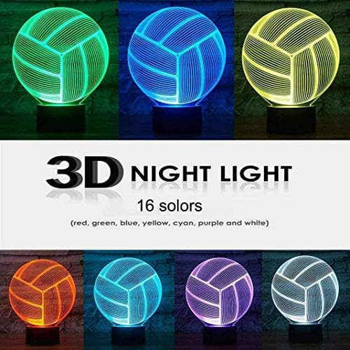 Odbojkaška lampa Igračke 3D LED optička iluzija noćno svjetlo za spavanje s daljinskim upravljačem