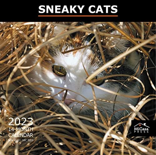 Micasa Sneaky Cats 2023 Mesenski zidni kalendar čuvara | 12 x 24 otvoren | Gust i čvrst papir | Podijnji | Slatki smiješni mačići | Đavoluk