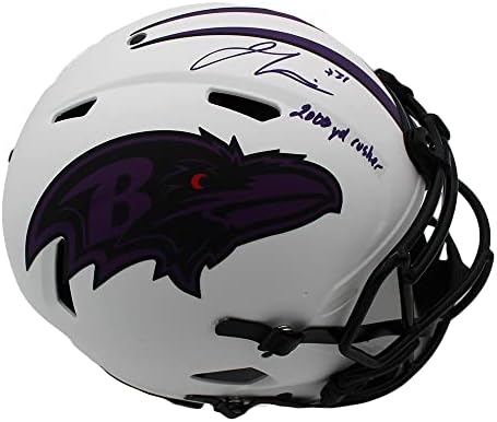 Jamal Lewis potpisao je autentičnu lunarnu NFL kacigu brzine Baltimore Ravens sa NFL kacigama sa natpisom 2000 Yd Rusher