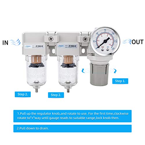 Nanpu DFR-02 1/4 NPT sustav za sušenje zraka - Dvokrevetni filteri, regulator zraka Combo - polu-automatski