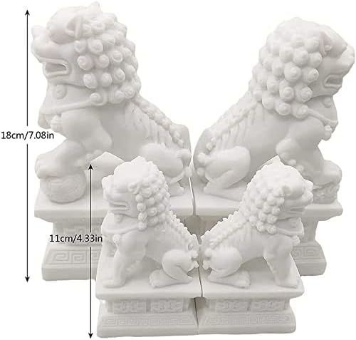 Velika veličina SPOLSKI GOO, par staratelja, azijski kameni statue FENG SHUI Dekor za domaće ukrase, siva, 18cm / 7inch