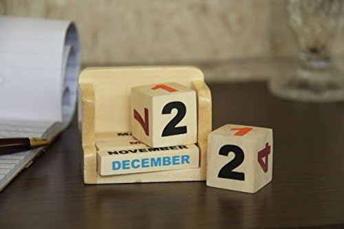 Ivei Minimalni vječni kalendar - Drveni kalendar - blok kalendar za uređivački dekor - drveni desktop