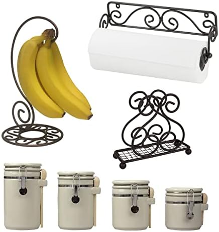 Kućne osnove Pomičite dizajn zidnog nosača papirnati ručnik | Držač banane | 4 komada kanistera set