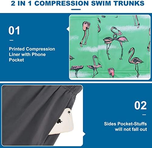 Cozople kupaći kostim muške kupaće gaće sa Kompresijskom oblogom 5.5 Inseam Anti Chafe plaža Quick Dry swim Shorts