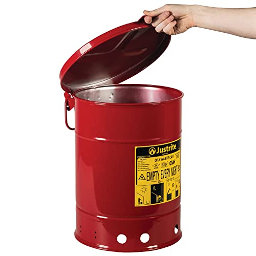 JUSTRE 09311 Pocinčani čelik Sigurnost za masnu otpad može s ručnom poklopcem, kapaciteta 10 galona, ​​žuta