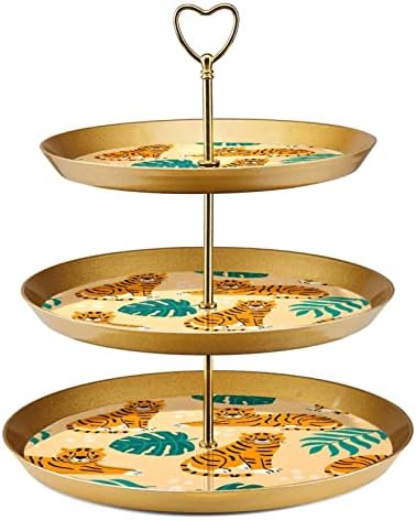 Stalci za torte Set od 3, tigar sa tropskim listovima postolje za prikaz stola za desert Cupcake stalak