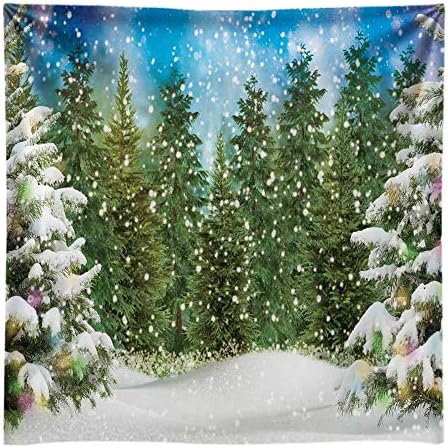 Funnytree 10x8ft izdržljiva tkanina meka zimska šuma borova fotografija pozadina Snježna Božić