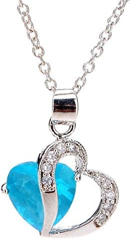 Nebesko plava Kristalna dvostruka srčana ogrlica za žene od 24/7 trgovina