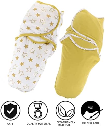 Toddmomij novorođenčad 2pcs Santa Swaddle Mjesec Spavanje - za podesive mladenke za bebe Comfy pokrivač za prijemnu torbu pamučna s vrećom zamotavanje novorođenče žutom pidžamim krevetima