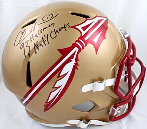 Charlie Ward potpisao FSU Seminoles F / s speed Helmet W / Heisman Natl Champs-Prova-autograme koledž kacige