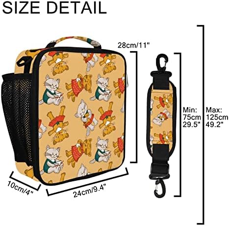 Žute Kawaii slatke Cartoon Baby Cat torbe za ručak za žene i muškarce, izolovane torbe za ručak