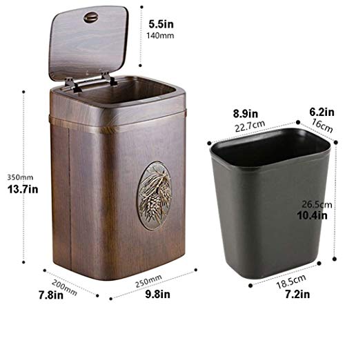Xbwei drvena kvadratna kanta za smeće, automatska kanta za smeće sa poklopcem, kuhinjska kanta za smeće za kućnu