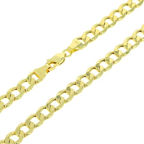 Nuragold 14k žuto zlato 6,5 mm Kubanski ivičnjak lančić lančić, kopča za jastoga Za Muški nakit 20 22 24 26 28 30 - pravi zlatni nakit