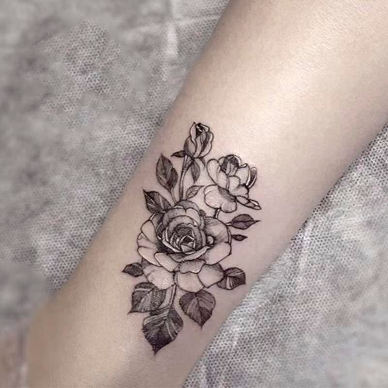 3 kom vodootporna privremena naljepnica za tetovažu crne rozete Dizajn cvijeća tijela lažna tetovaža