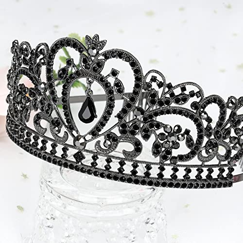 Makone Crne kristalne krune i tijare sa češljem za djevojčice ili žene kraljica princeza Dodaci