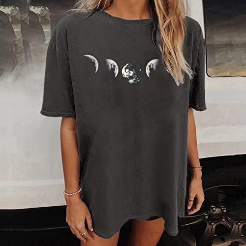 KCJGIKPOK Plus majice, uzorak tiskani okrugli vrat kratkih rukava labave majice Ljetne majice za žene