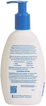 Vanicream Gentle sredstvo za čišćenje lica za osetljivu kožu sa pumpom bez dozatora-bez boja, bez mirisa, bez konzervansa - bez ulja i nekomedogeno - Testirano dermatolog-8 unci