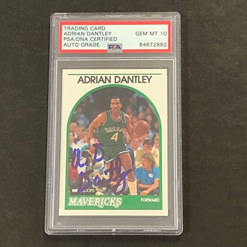1989-99 NBA HOOPS # 125 Adrian Dantley potpisana kartica Auto 10 PSA mavericks - košarkaške karate sa košarkama