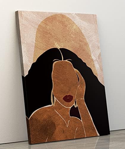 Crna žena zidna Umjetnost platnena plakat dekorativan sa ramom, Afroamerička zidna Umjetnost, crna djevojka