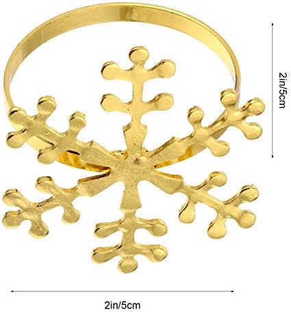 Vjenčani dekor Božićno zlato Snowflake prstenovi za salvete: Xmas Metal Salvena Bukle za zimski odmor Darn Dan Dan za večeru 4pcs Dekor za trpezarije