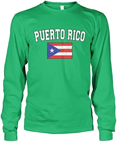 Muška izblijedjela Rastresena majica s dugim rukavima sa zastavom Portorika