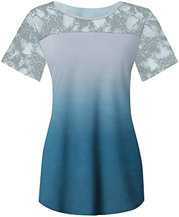 Grafički Tshirts za žene, trendi čipkasti kukičani kratki rukavi modni Casual Outfiti Dressy slatke tunike