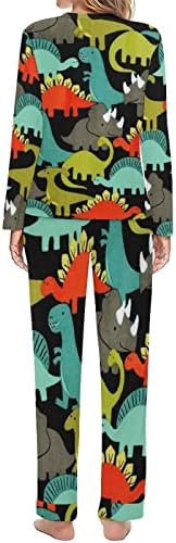 Coloful Dino Dinosaur Rex ženska pidžama set dugih rukava odijelo za spavanje PJS salon set sa