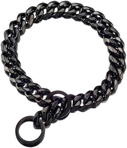 Crni lanac za pse 19mm Kubanski Link Lanac ptica Crna Silp ovratnik Luksuzno masnoća za srednje pse