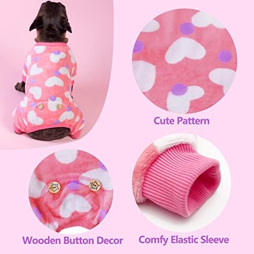 KYEESE Psi pidžama srce uzorak meki materijal rastezljiv pas pidžama Onesie Pet Pjs Meki baršun za male pse štenci
