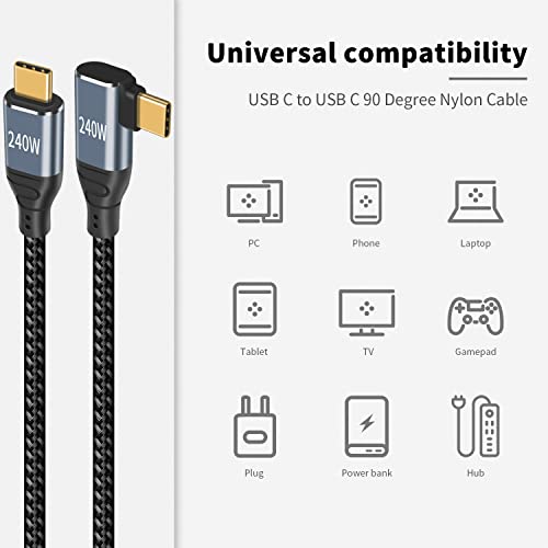 Poyiccot 240W USB C na USB C kabl 1.5 ft, kratki Tip C do Tip C kabl za brzo punjenje, USB C kabl za punjenje