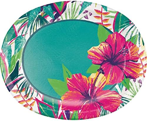 Floral Tropical Luau potrepštine za zabavu / Bundle uključuje ovalne tanjire za večeru, desertne tanjire i salvete za 8 osoba / ostrvski Tropski dizajn