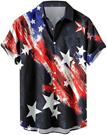 Miashui Dress Shirts muškarci Muška američka zastava Patriotske majice za muškarce 4 jula Muška razmjena dugmadi