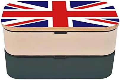 Velika Britana zastava BENTO kutija sa nadograđenim podesivim remenom, kontejner za prehrambene prehrambene hrane za višekratnu upotrebu, BPA, moda 2 razina, pogodna za izletišta u uredu.