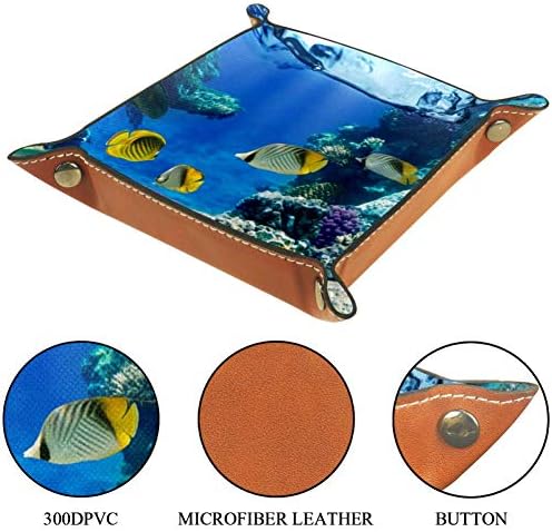 Aisso Coral Reef Leather Valet Tray Organizator za novčanike, satove, ključeve, novčiće, mobilne