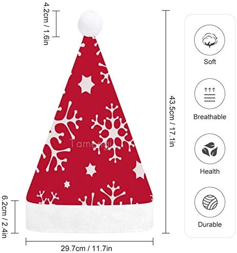 Božić Santa šešir, Red Snowflake Stars Božić Holiday šešir za odrasle, Unisex Comfort Božić kape za Novu godinu