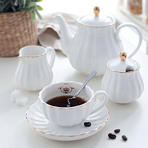 Porculanski Setovi za čaj britanska kraljevska Serija, 8 oz šoljica& tanjir servis za 6, sa čajnikom šećerna posuda krem Pitcher kašičice i cjedilo za čaj za čaj/kafu, Pukka Home